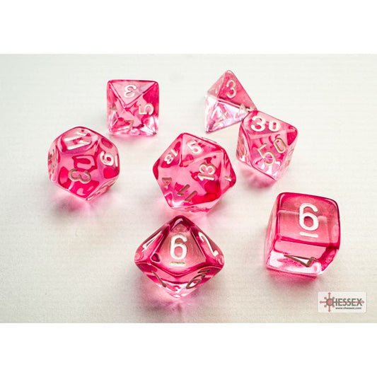 CHESSEX MINI 7 DIE POLYHEDRAL DICE SET: TRANSLUCENT PINK