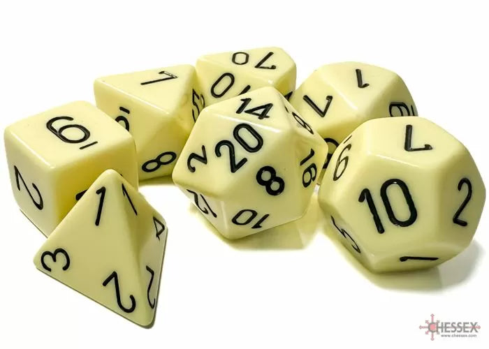 CHESSEX 7 DIE POLYHEDRAL DICE SET: PASTEL YELLOW/BLACK