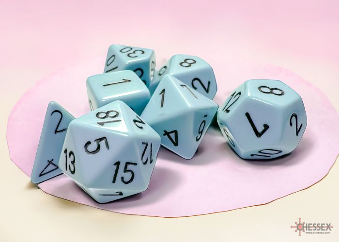 CHESSEX 7 DIE POLYHEDRAL DICE SET: PASTEL BLUE/BLACK