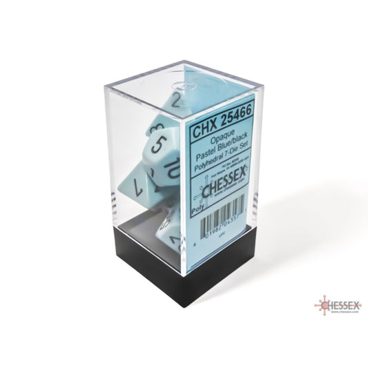 CHESSEX 7 DIE POLYHEDRAL DICE SET: PASTEL BLUE/BLACK