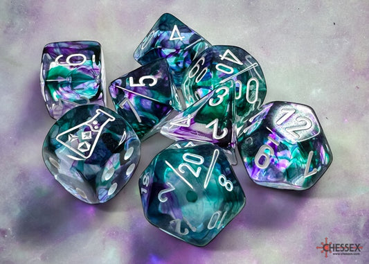 CHESSEX 7 DIE POLYHEDRAL DICE SET: LAB DICE - Nebula Fluorite