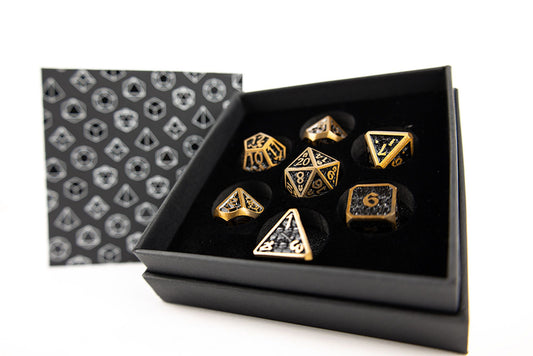 LPG METAL RPG DICE SET - DRACO DARK BLACK/GOLD