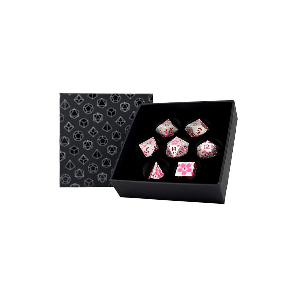 LPG METAL RPG DICE SET - INSCRIPTED SAKURA PINK