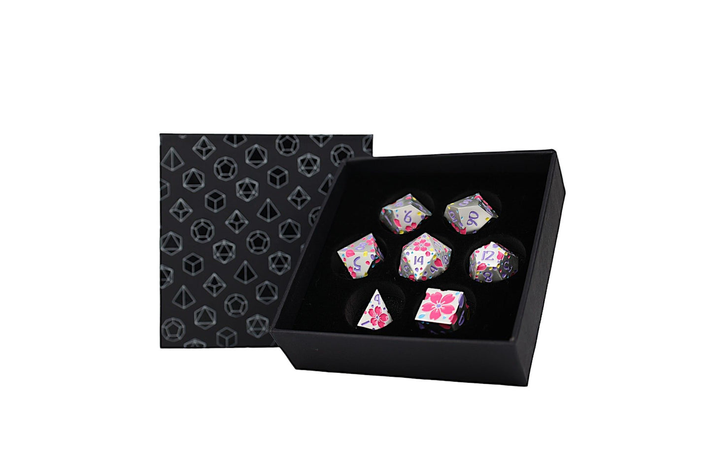 LPG METAL RPG DICE SET -INSCRIPTED SAKURA PASTEL