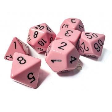 CHESSEX 7 DIE POLYHEDRAL DICE SET: PASTEL PINK/BLACK
