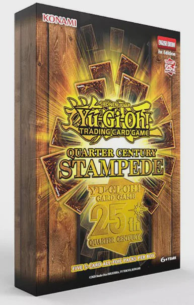 YU GI OH! QUARTER CENTURY STAMPEDE BOOSTER 3 PACK TUCKBOX Mark One Comics YU GI OH! QUARTER CENTURY STAMPEDE BOOSTER 3 PACK TUCKBOX Mark One Comics