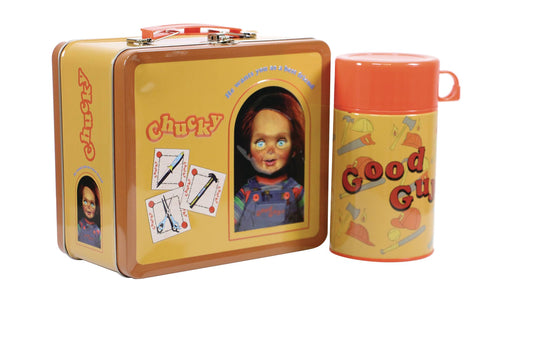 TIN TITANS CHUCKY GOOD GUYS LUNCH BOX WITH BEVERAGE CONTAINER