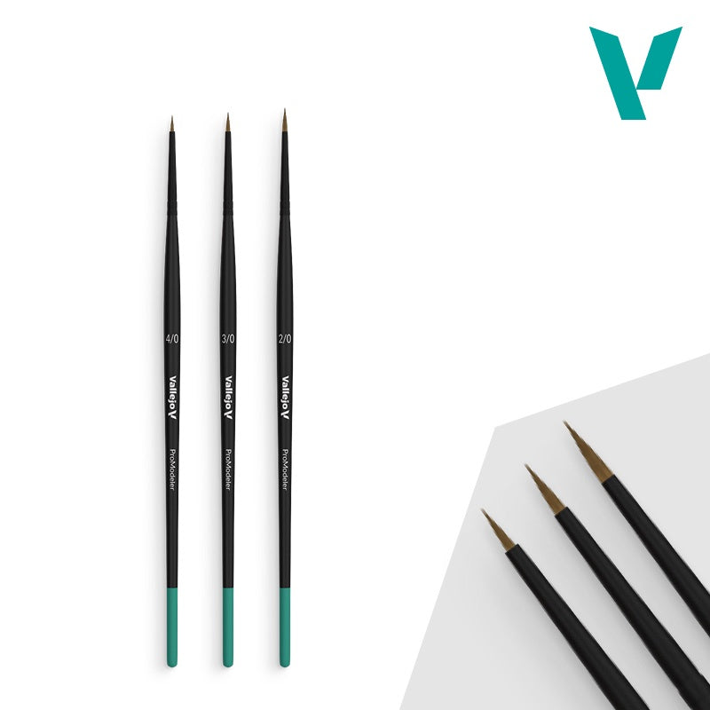 VALLEJO PRO MODELER DEFINITION BRUSH SET - SIZES 2/0-3/0-4/0