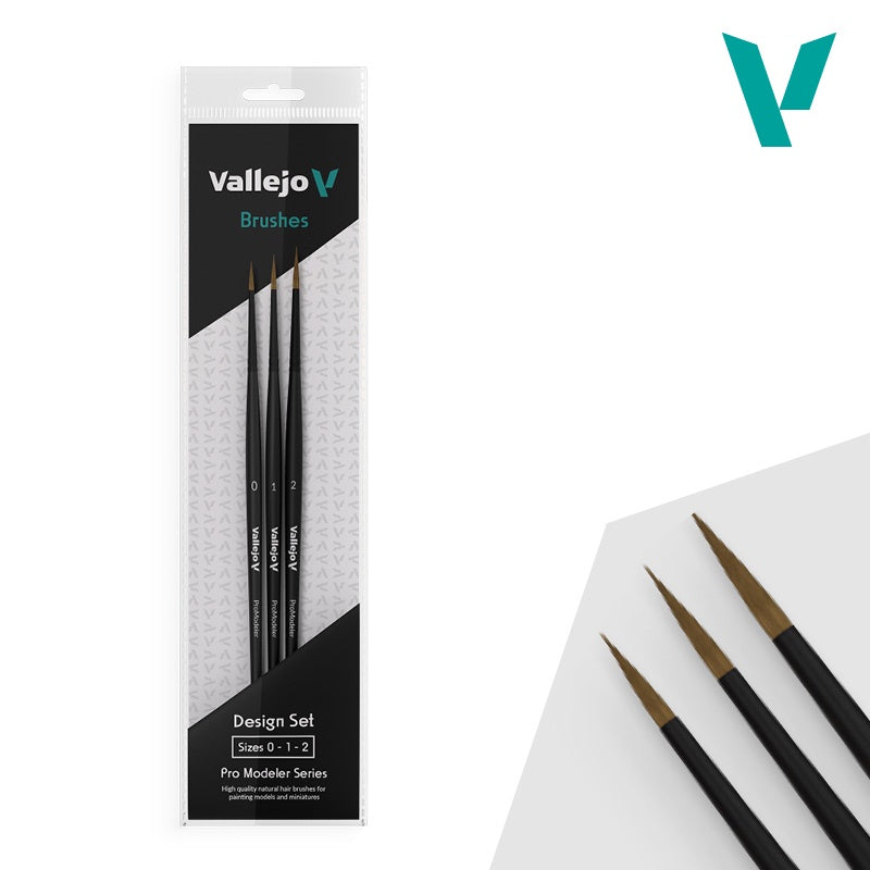 VALLEJO PRO MODELER DESIGN BRUSH SET - SIZES 0-1-2