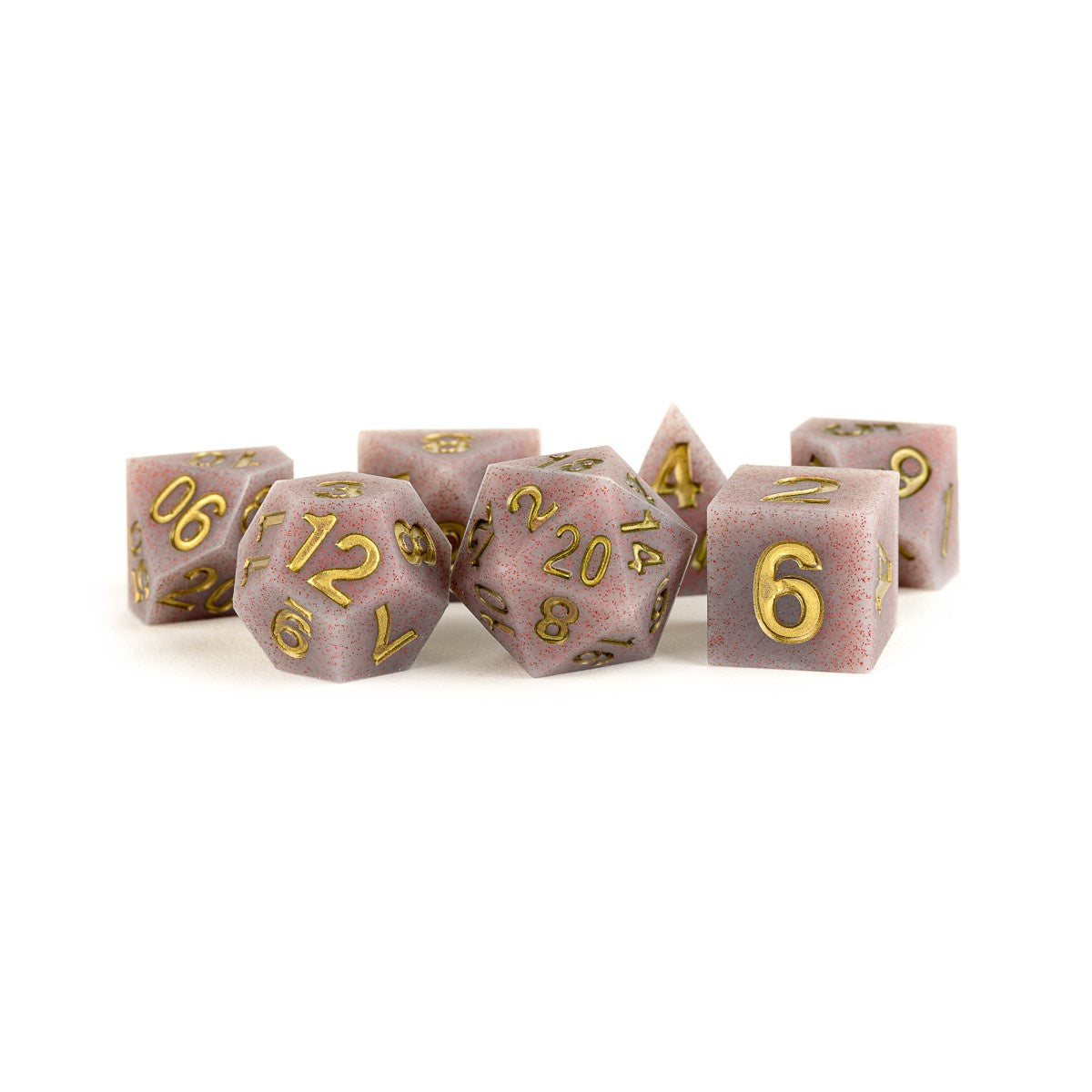 MDG SHARP EDGE SILICON RUBBER 7 DIE POLYHEDRAL DICE SET - VOLCANIC SOOT