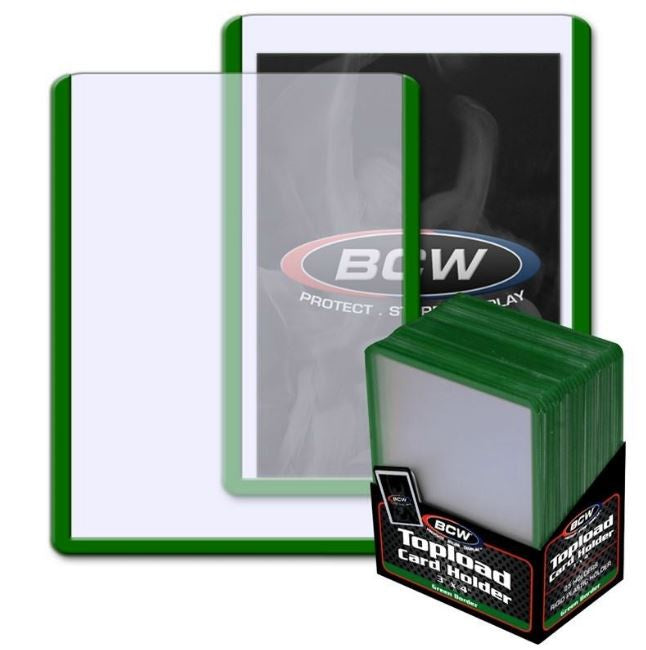 BCW 3 x 4 INCH TOPLOADER - GREEN BORDER