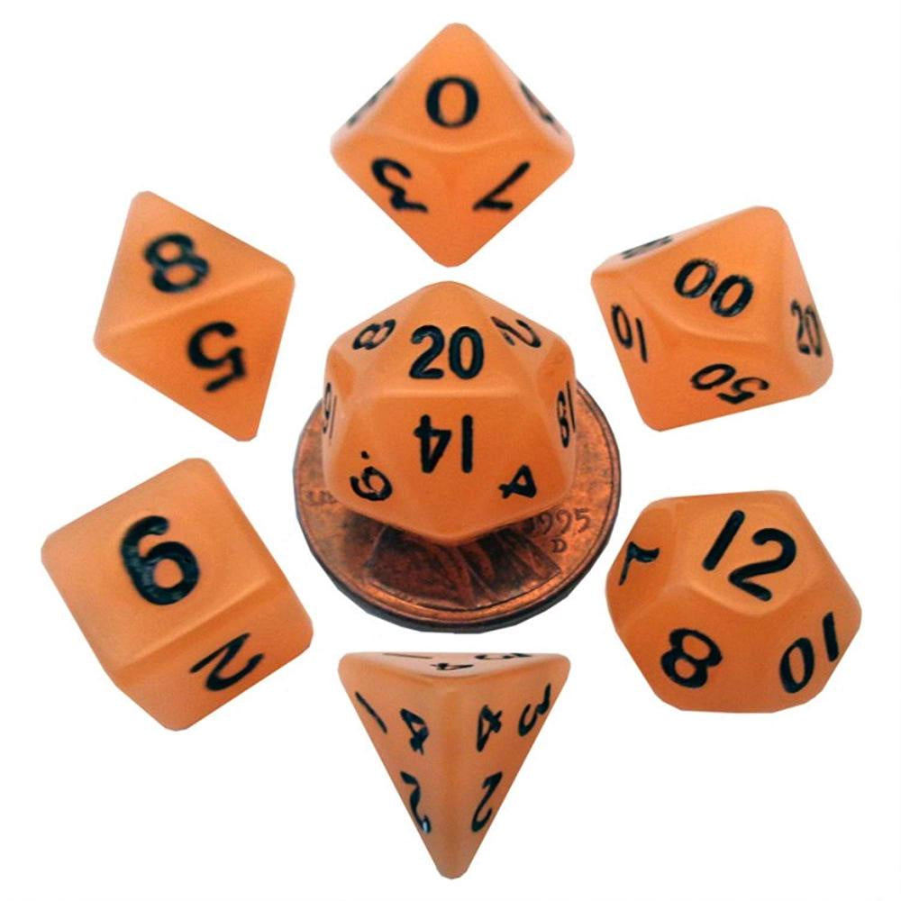 MDG MINI POLYHEDRAL DICE SET - GLOW ORANGE