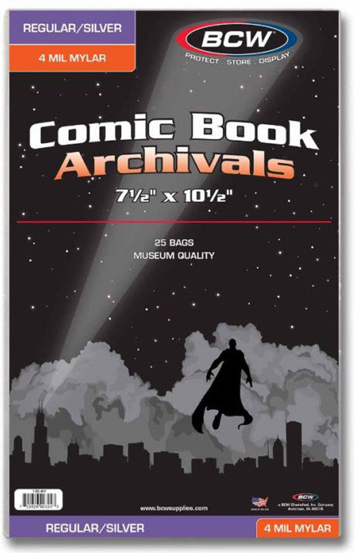 BCW SILVER MYLAR BAGS (4 MIL) - 25 bags