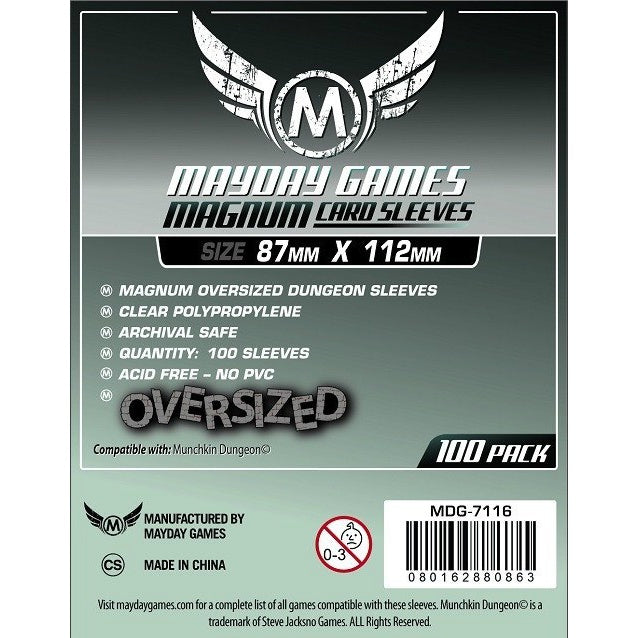 MAYDAY 100 PACK OVERSIZED 87 X 112MM CARD SLEEVES