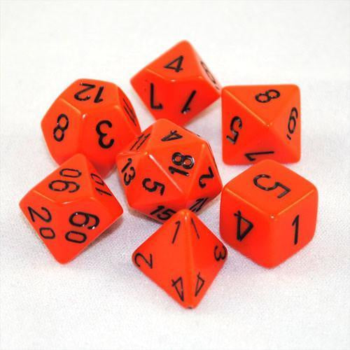 CHESSEX 7 DIE POLYHEDRAL DICE SET: OPAQUE ORANGE/BLACK
