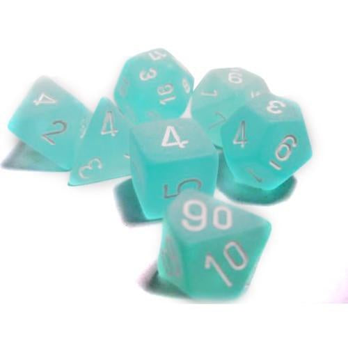 CHESSEX 7 DIE POLYHEDRAL DICE SET: FROSTED TEAL WITH WHITE
