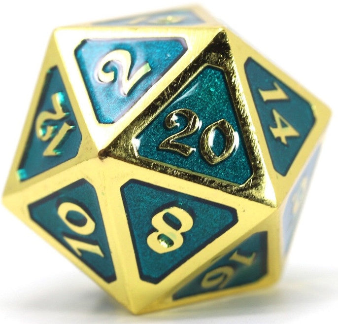 DIE HARD GOLD GREEN METAL D20