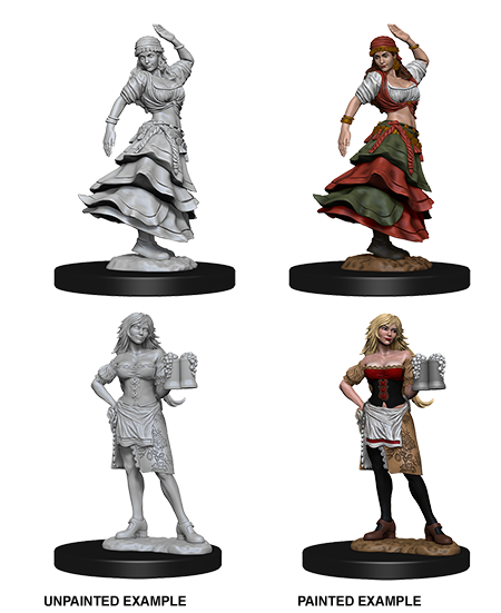 PATHFINDER BATTLES DEEP CUTS UNPAINTED MINI: BARTENDER AND DANCING GIRL