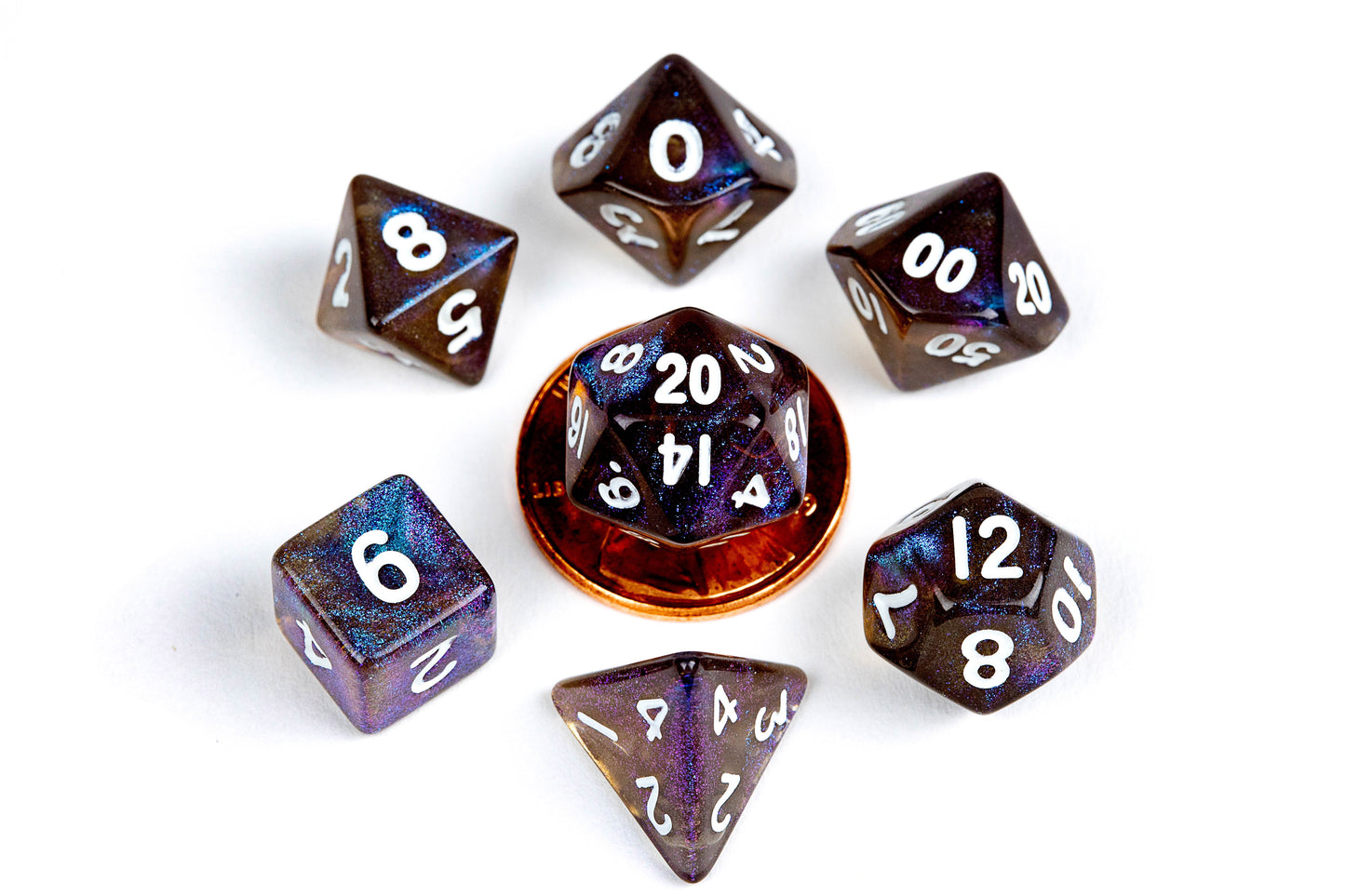 MDG MINI POLYHEDRAL DICE SET - STARDUST GALAXY