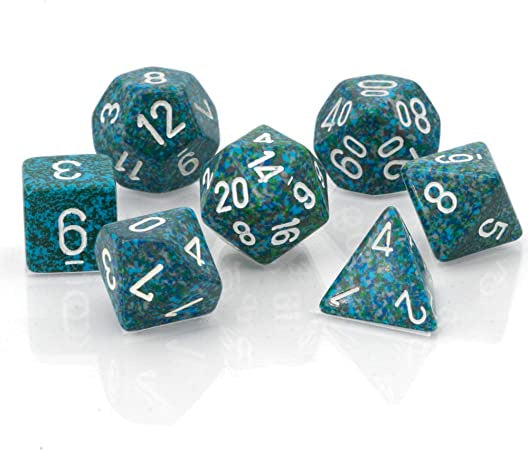 CHESSEX 7 DIE POLYHEDRAL DICE SET: SPECKLED SEA