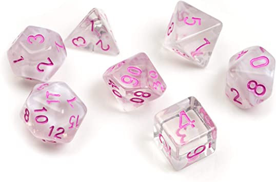 SIRIUS DICE SET - WHITE CLOUD & PINK INK