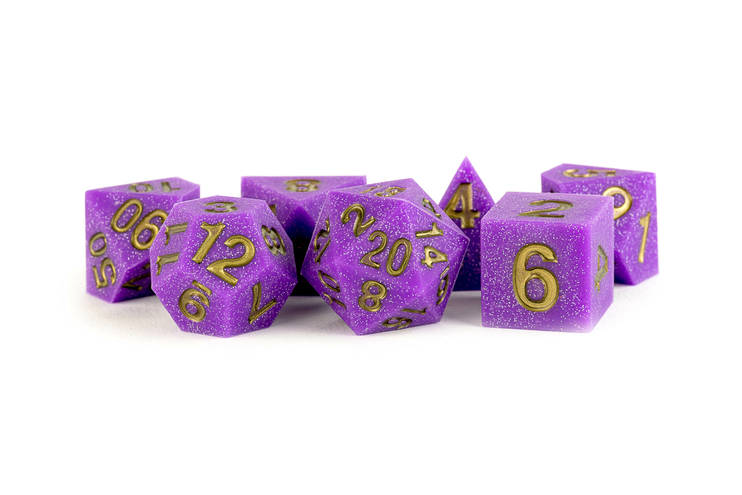 MDG SHARP EDGE SILICON RUBBER 7 DIE POLYHEDRAL DICE SET - REGAL RICOCHET