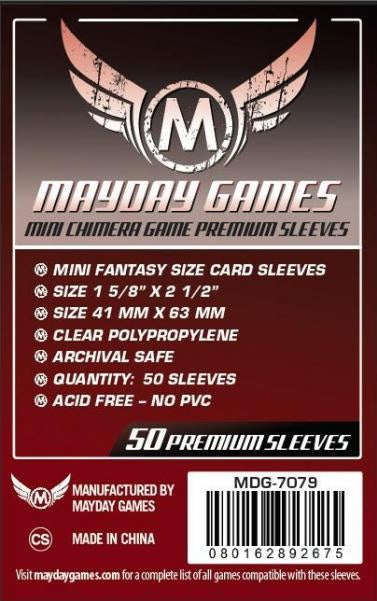 MAYDAY PREMIUM 50 PACK 43 X 65MM CARD SLEEVES