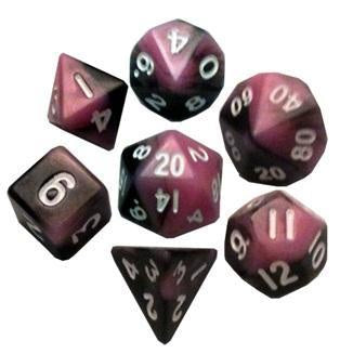 MDG MINI POLYHEDRAL DICE SET - PINK/BLACK