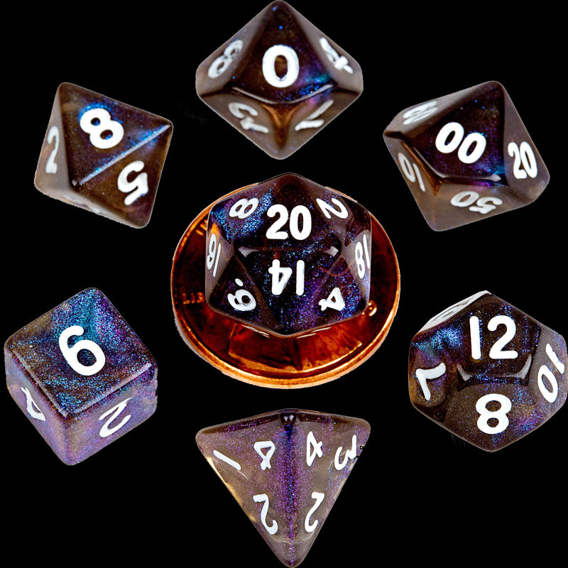 MDG MINI POLYHEDRAL DICE SET - STARDUST SUPERVOLCANO