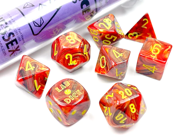 CHESSEX 7 DIE POLYHEDRAL DICE SET: LAB DICE Vortex Underworld/Yellow