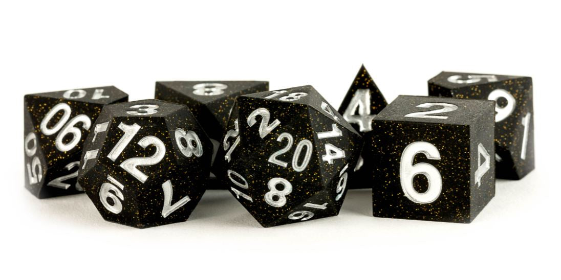 MDG 7 DIE POLYHEDRAL DICE SET - GOLD SCATTER
