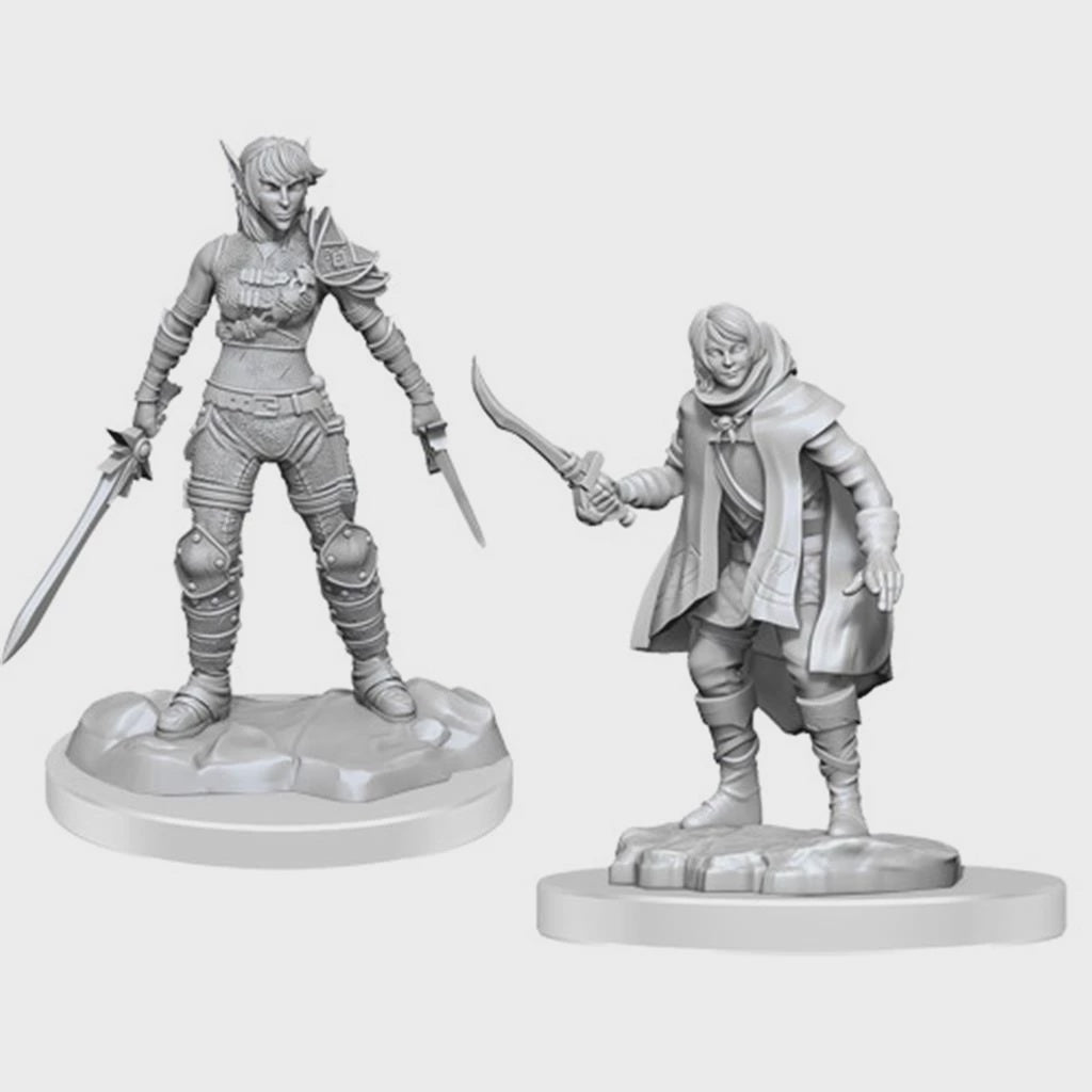 DUNGEONS & DRAGONS NOLZUR'S MARVELOUS UNPAINTED MINI: ELF ROGUE AND HALF-ELF PROTEGE