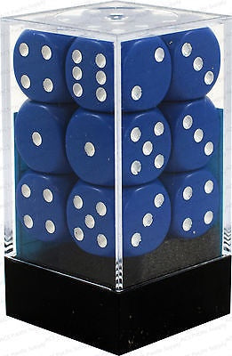 CHESSEX 16mm D6 DICE BLOCK (12 DICE) BLUE/WHITE