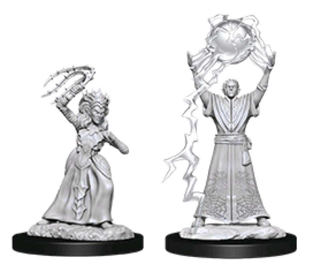 DUNGEONS & DRAGONS NOLZUR'S MARVELOUS UNPAINTED MINI: DROW MAGE & DROW PRIESTESS