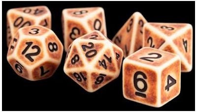 MDG RESIN 7 DIE POLYHEDRAL DICE SET - ANCIENT BROWN