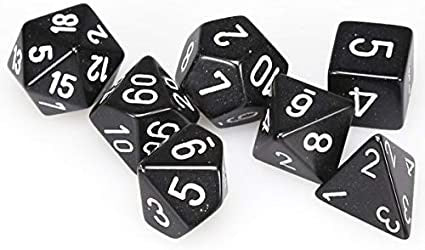 CHESSEX 7 DIE POLYHEDRAL DICE SET: OPAQUE BLACK/WHITE