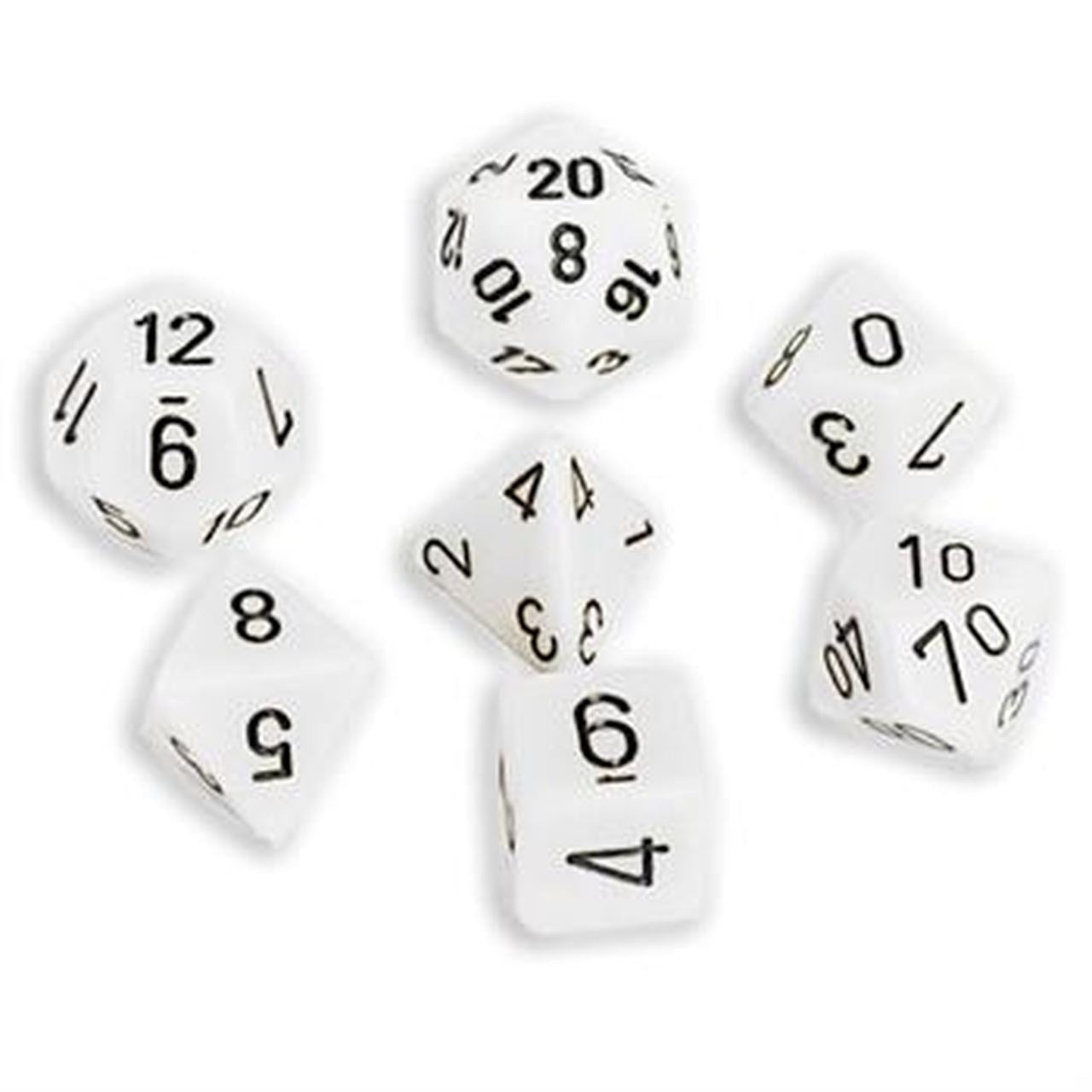 CHESSEX 7 DIE POLYHEDRAL DICE SET: OPAQUE WHITE/BLACK