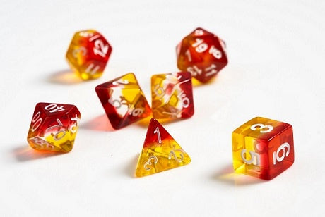 SIRIUS DICE SET - YELLOW & RED TRANSLUCENT
