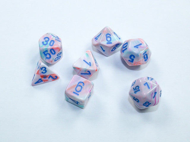 CHESSEX MINI 7 DIE POLYHEDRAL DICE SET: FESTIVE POP ART/BLUE