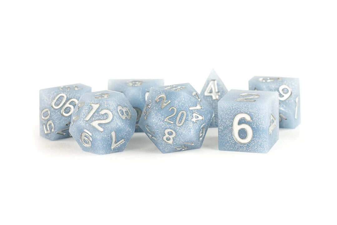 MDG SHARP EDGE SILICON RUBBER 7 DIE POLYHEDRAL DICE SET -GLACIAL DEBRIS