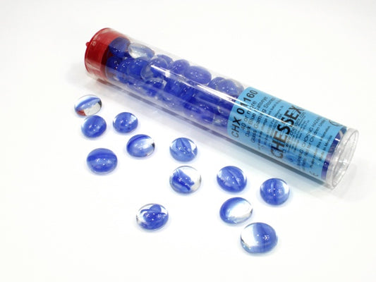 CHESSEX GLASS GAMING STONES: DARK BLUE CATSEYE (40+)