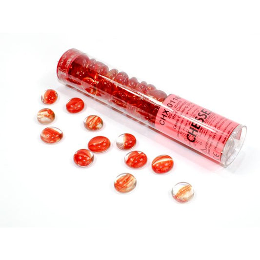 CHESSEX GLASS GAMING STONES: RED CATSEYE (40+)