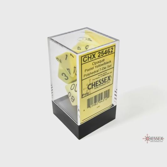 CHESSEX 7 DIE POLYHEDRAL DICE SET: PASTEL YELLOW/BLACK