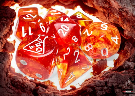CHESSEX 7 DIE POLYHEDRAL DICE SET: NEBULA MOLTEN/WHITE LUMINARY
