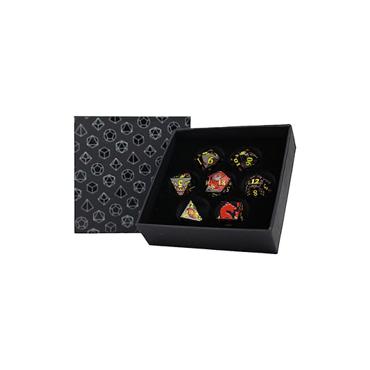 LPG METAL RPG DICE SET - INSCRIPTED DRAGON RED