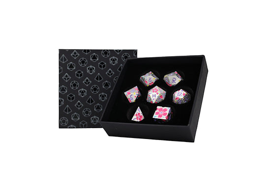 LPG METAL RPG DICE SET -INSCRIPTED SAKURA PASTEL