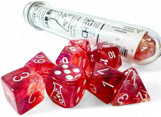 CHESSEX 7 DIE POLYHEDRAL DICE SET: BOREALIS PASSION/WHITE