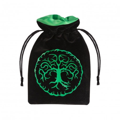 Q WORKSHOP FOREST BLACK & GREEN VELOUR DICE BAG