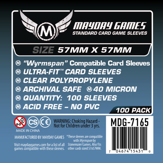 MAYDAY 100 PACK 57 X 57 MM (Wyrmspan Compatible) CARD SLEEVES