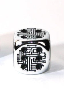 CHESSEX SILVER CIRCUIT DESIGN SINGLE D6 (METAL PLATED)